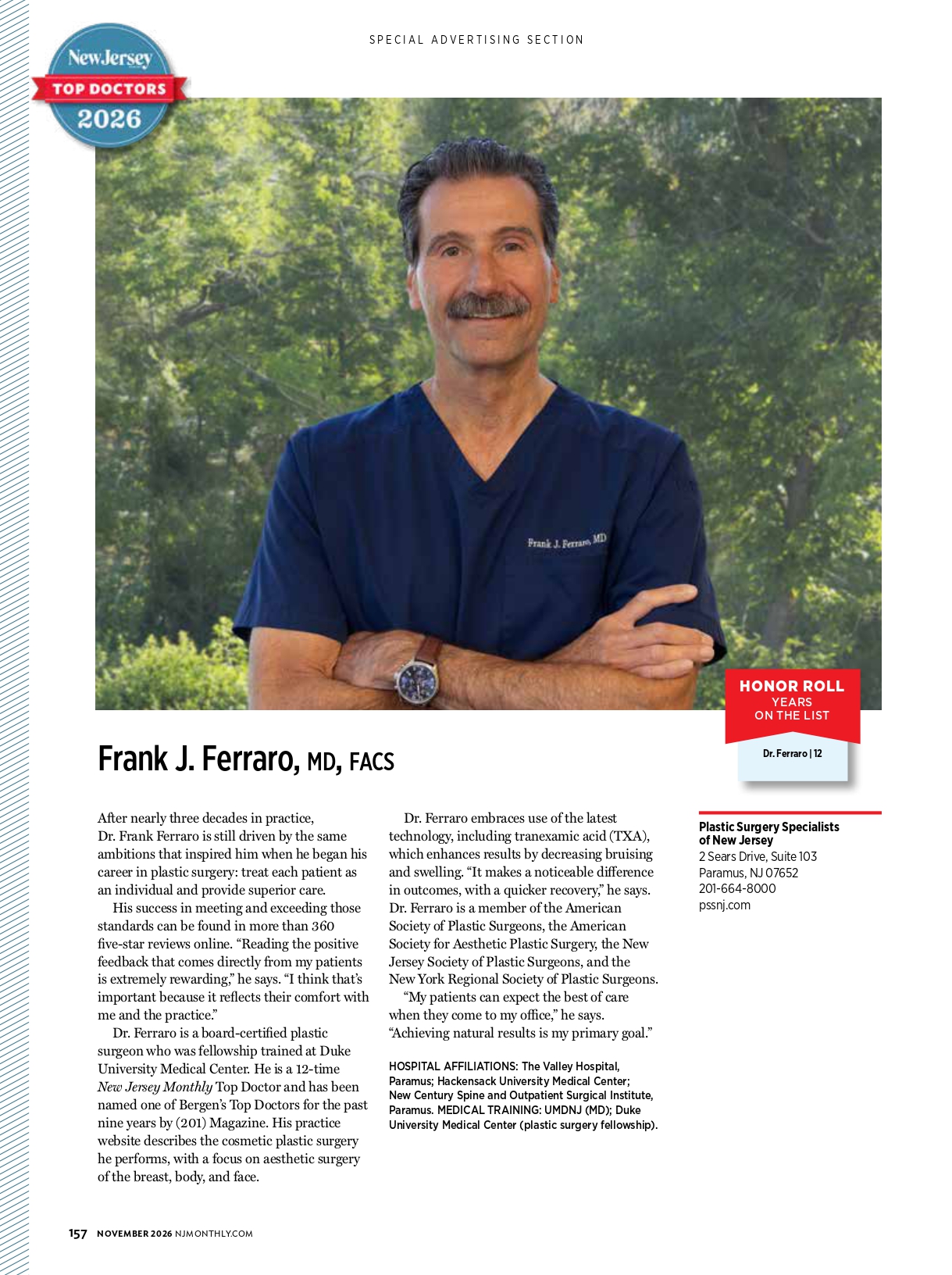 new-jersey-monthly-top-doctors-2026-frank-j-ferraro Dr. Frank J. Ferraro featured in New Jersey Monthly Top Doctors 2026.